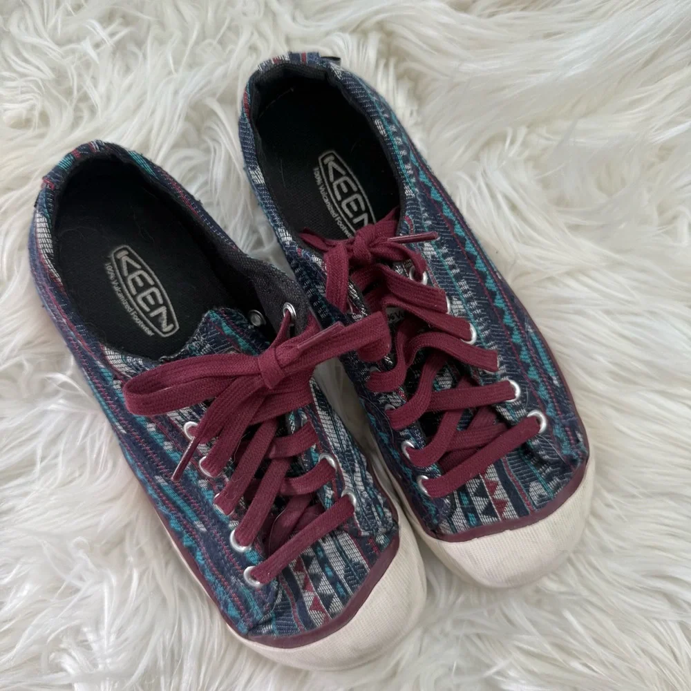 KEEN Coronado II Aztec Woven Canvas Vulcanized Sneakers Blue Women’s 6